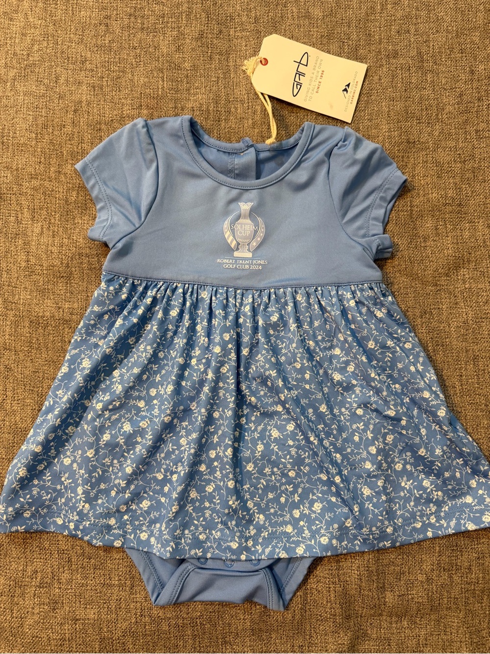 Garb Performance Apparel Blue Floral Dress-Style Bodysuit NWT 12m UPF 50+